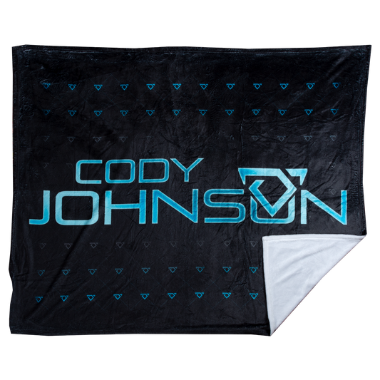 blanket-black-teal Cody and cojo logos