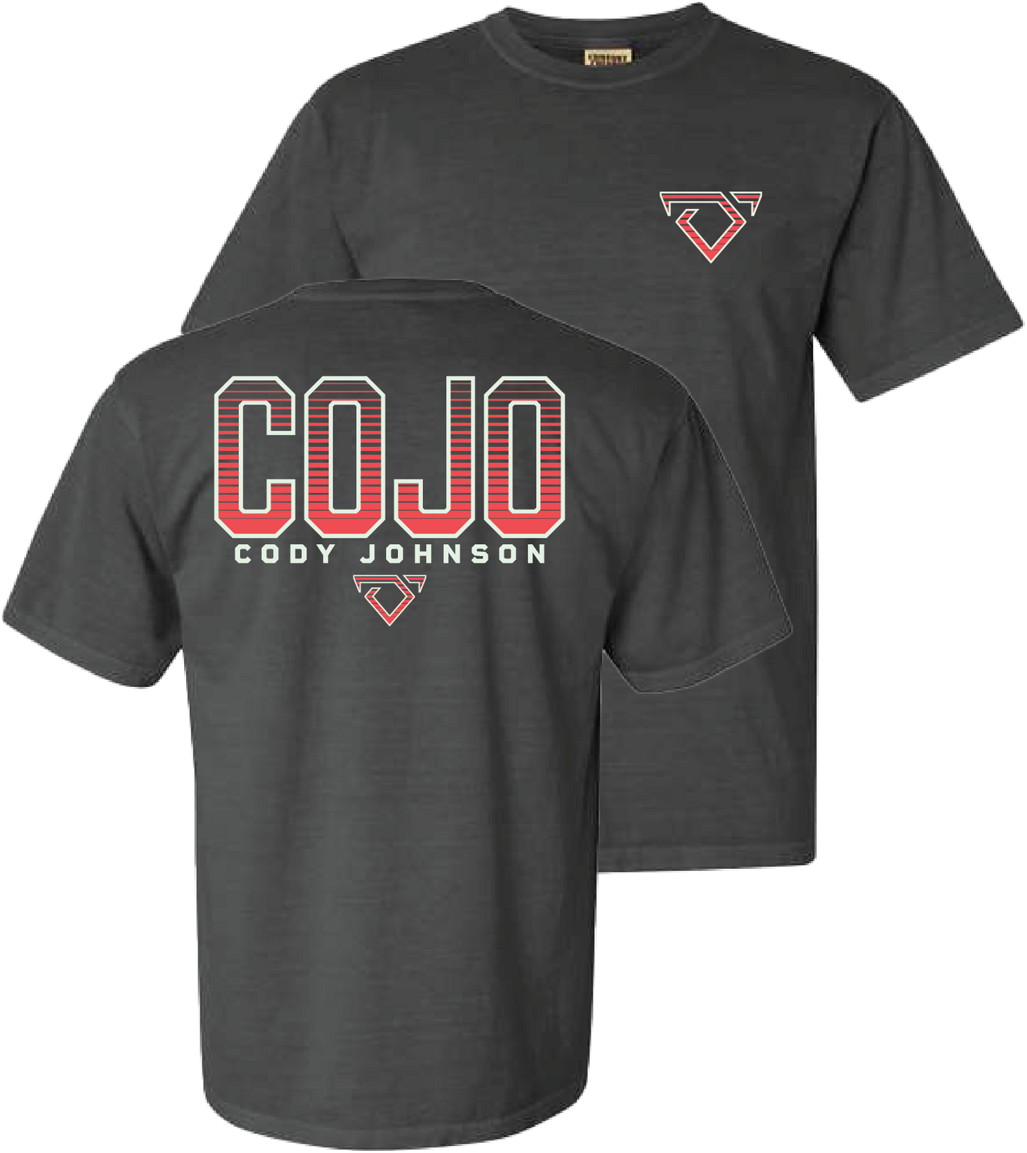 tee-pepper- front red cojo logo-back red COJO