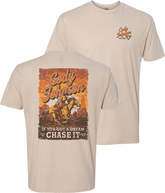 tee-cream-front til you cant logo-back cody on horse if you got a dream chase it 