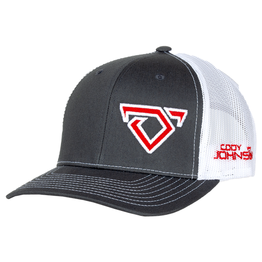 Grey with Red/white outline Horns Hat