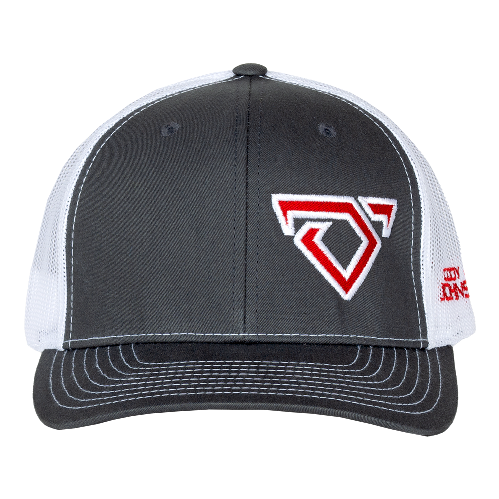 Grey with Red/white outline Horns Hat