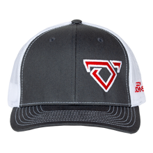 Load image into Gallery viewer, Grey with Red/white outline Horns Hat
